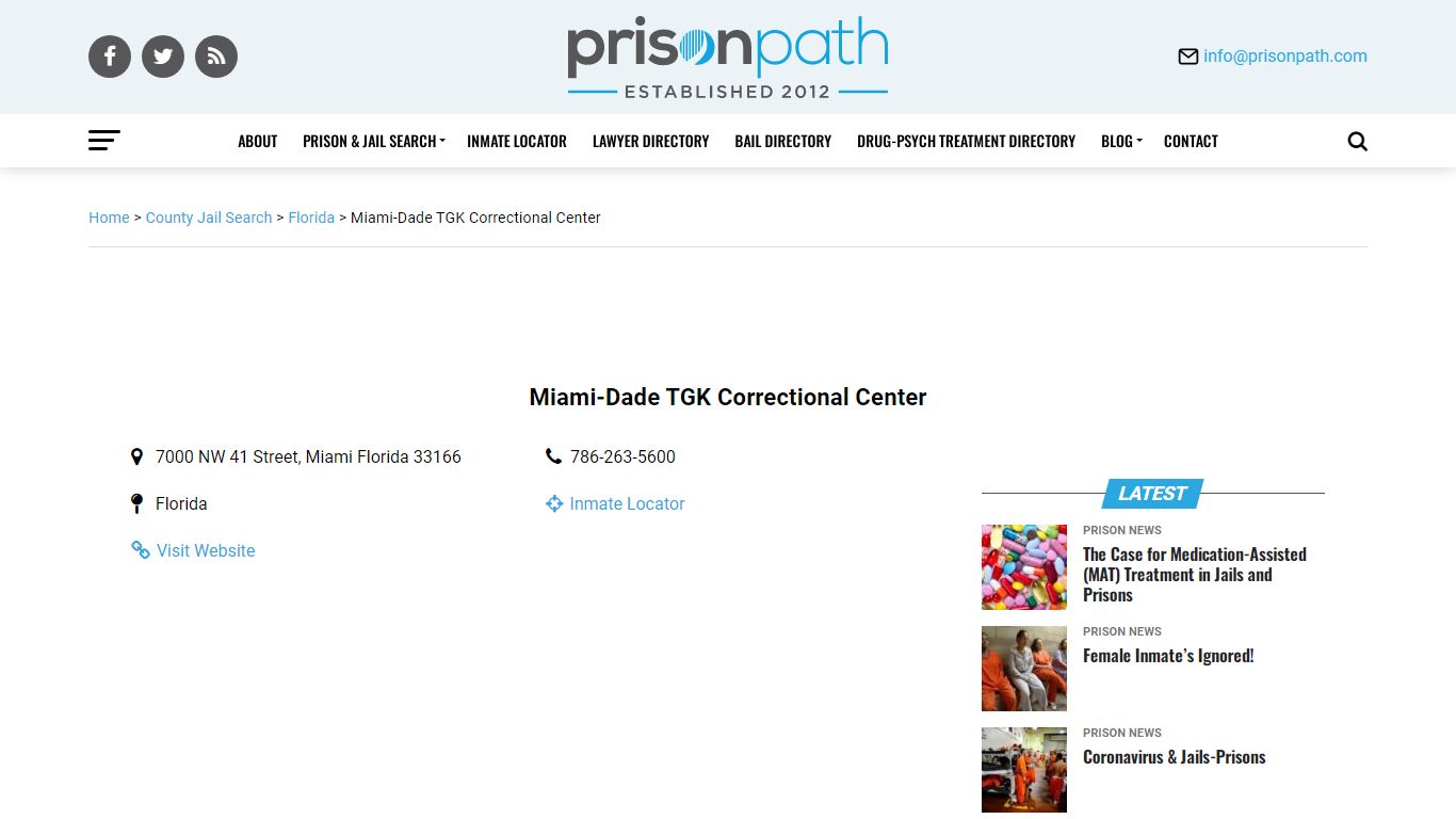 Miami-Dade TGK Correctional Center - Prison Inmate Search & Locator ...